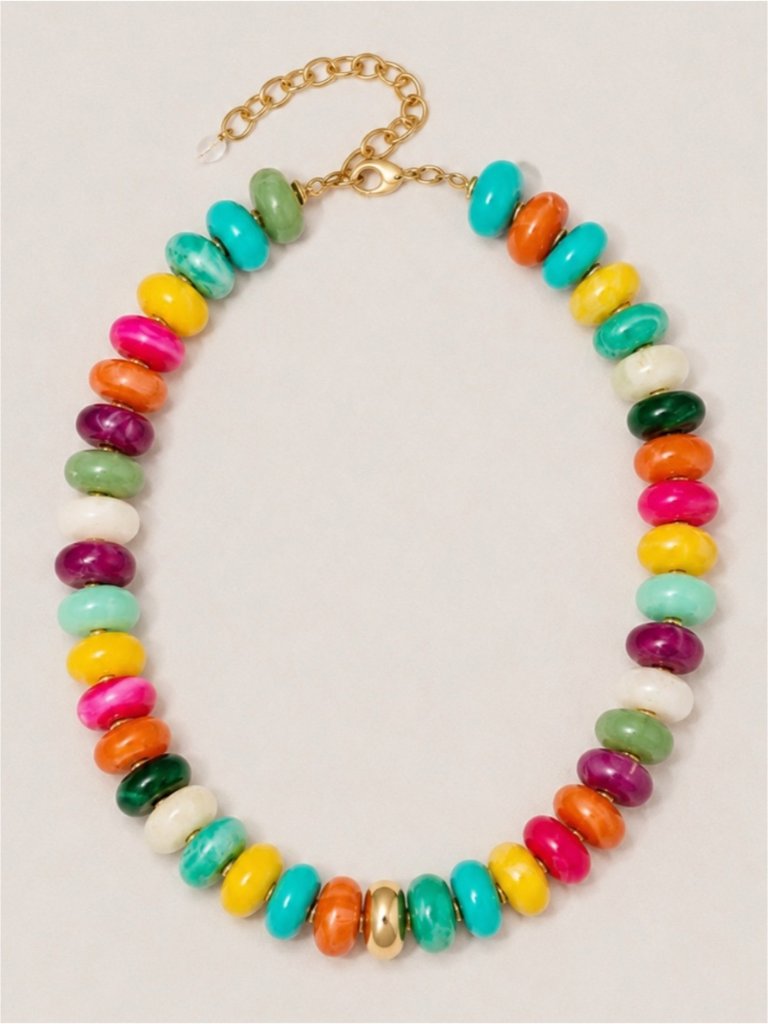 New! Colorful Mixed Bead Dopamine Necklace Nwot